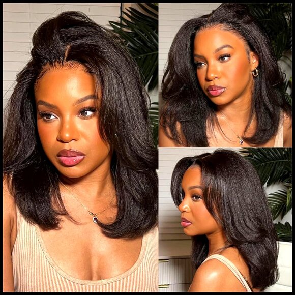 Short Bob Wig Human Hair Glueless Pre Cut Lace Natural Straight Everyday Wear